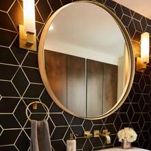 18/30/36/ Inch Bathroom Mirror Make Up Mirror For Wall, Stainless Steel Frame Circle Mirror Wall Mounted Decorative Mirror For Bedroom Living Room Entryway Black/Silver - 金色 - 查看 10