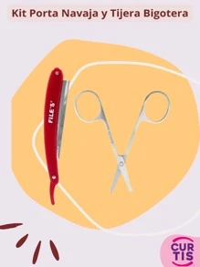 Kit 2 Porta Navaja Curtis Afeitar Barberia y Tijera para Bigote Punta redonda - Gris Claro - Ver 1