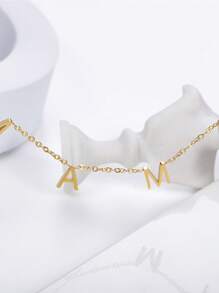 1Pc Fashion Golden Letter Necklace Simple Stainless Steel MAMA Letter Pendant Choker Best Mother's Day Gift Charming Jewelry - Gold - View 4