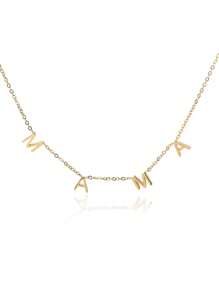 1Pc Fashion Golden Letter Necklace Simple Stainless Steel MAMA Letter Pendant Choker Best Mother's Day Gift Charming Jewelry - Gold - View 7