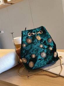 Glamorous,Quiet Luxury,Exquisite Women's Mini Fashion Round Buckle Bucket Chain Shoulder Bag For Party Girls, Bride Perfect For Party,Prom,Wedding