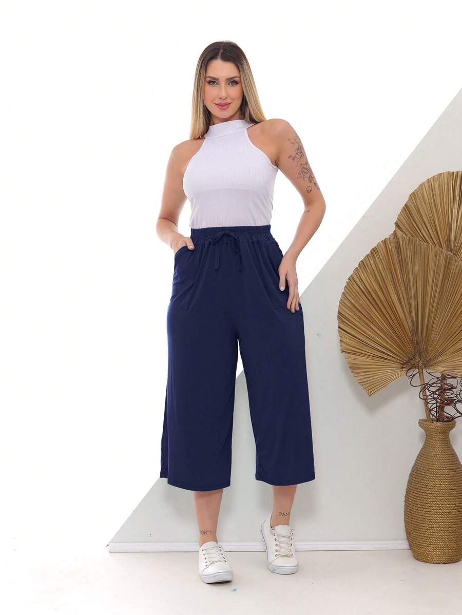 Women Pants - Navy Blue - View 1
