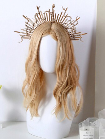 HOWAWAY Street 1pc Medusa Snake Design Exaggerated Handmade Headband With Gold Ribbon, Suitable For Party & Festival Costume Accessory