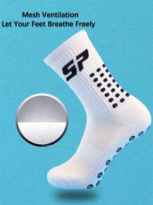 FLSHMCEN 1 par de calcetines deportivos para hombre para fútbol, baloncesto y otros deportes con almohadillas antideslizantes y sujetadores