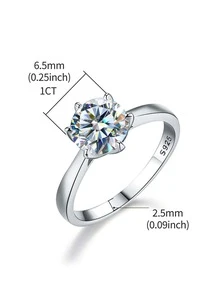 1 Miếng Moissanite Nhẫn đính hôn Ban nhạc đám cưới Đối với phụ nữ S925 Bạc nguyên chất Vĩnh cửu Nhẫn Nhẫn Hứa Ngày kỷ niệm Nhẫn Sang trọng Đồ trang sức Món quà - Bạc - Xem 10