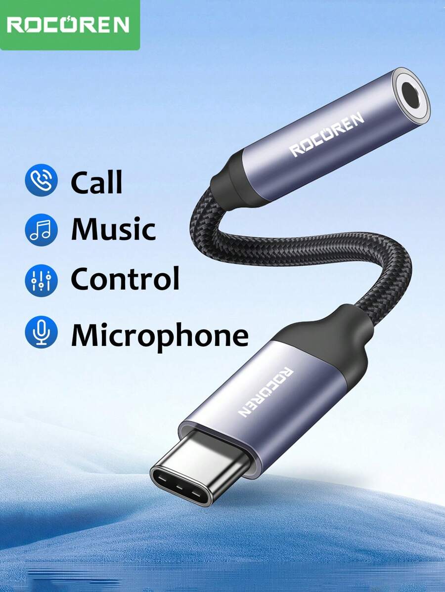 Rocoren Rocoren USB Type C To 3.5mm Female Headphone Jack Adapter, USB C To 3.5 Mm Aux Audio Dongle Cable Cord Compatible With IPhone 15 Pro Max/15 Pro/15 Plus, Compatible With Galaxy S23/S22/S21 Ultra, IPad Pro, Pixel