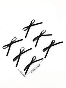 6pcs/Set Women's Black Bow Hair Clip Alligator Hairpin Set For Parties, Photoshoots, College Life And Any Occasions, Can Be Used As Hair Accessory Or Matched With Clothes Cute Valentine's Day Valentines Claw Clips Hair Claws Hair Barrettes, School Stuff, Elegant, Bows, Hair Accerssories