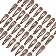 40 件裝女式 2 吋髮夾黑色和棕色金屬按扣髮夾配件 - 咖啡棕 - 查看 2