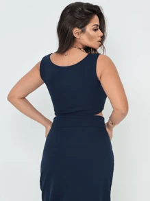 Women Two-piece Outfits - Màu xanh lam - Xem 2