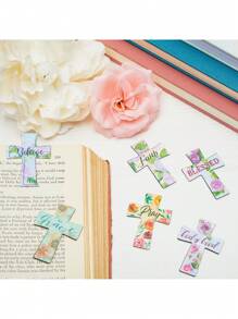 JUVALE 24 Pack Of Christian Magnetic Bookmarks, Floral Cross Bookmarks,  Magnet Book Page Markers For Daily Motivation, Inspiration, Encouragement (12 Designs) - Multicolor - View 4