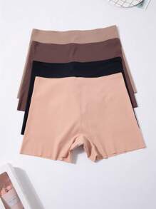 4 Piezas Pantalones Cortos Sin Costuras Para Niño, Cómodos Y Suaves, Con Cintura Baja