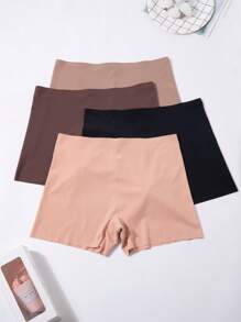 4 Piezas Pantalones Cortos Sin Costuras Para Niño, Cómodos Y Suaves, Con Cintura Baja