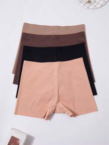 4 Piezas Pantalones Cortos Sin Costuras Para Niño, Cómodos Y Suaves, Con Cintura Baja