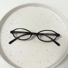1pc Y2K Oval Black Eyeglasses Frame For Women Retro Small Decorative Glasses - Black - View 9