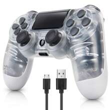 兼容ps4的無線控制器,playstation 4的無線藍牙控制器,信號距離可達7米,ps4/ps4 Slim/ps4 Pro控制器充電器 - 白色 - 查看 2