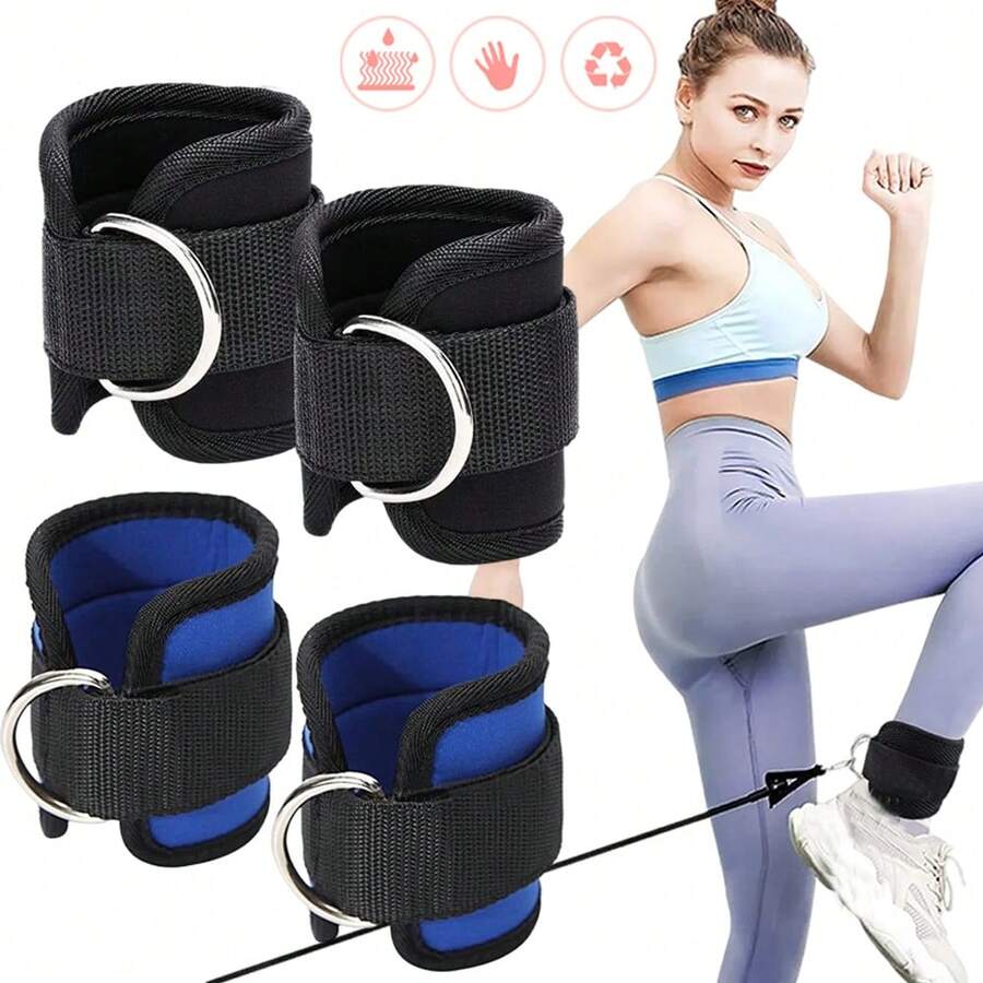 2 pieza tira tobillera entrenamiento Grilletes Para Tobillos Pesas Gym Unisex Resistentes - Negro - Ver 1