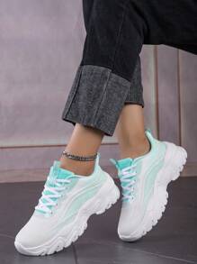 2023秋季全新淺綠色透氣舒適運動鞋一腳蹬百搭防滑休閒 - 綠色 - 查看 4