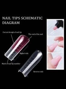 15ml Pink Crystal Nail Extension Gel, 6pcs/Set With Dual-Ended Nail Brush And Nail Form Sticker, Quick Building And Long Lasting Effect - Pink - View 5