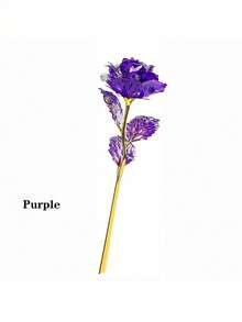 1pc Valentine's Day Mother's Day Gift 24K Foil Plated Roses Artificial Flowers Wedding Decor Lover Lighting Roses Creative Gift - Multicolor - View 10