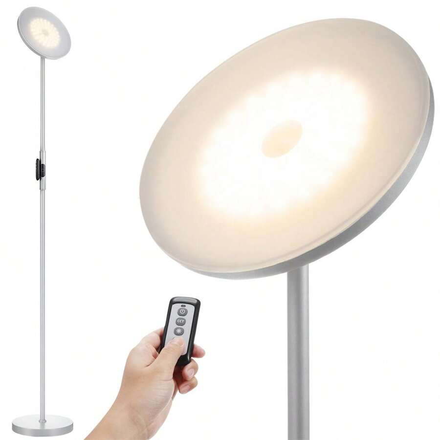 JOOFO Floor Lamp,30W/2400LM Sky LED Modern Torchiere 3 Color Temperatures Super Bright -Tall Standing Pole Light With Remote & Touch Control For Living Room,Bed Room,Office (Pearl White) - 白色 - 查看 1