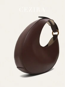 STEPHIECATHY Estilosa Bolsa De Hombro Asimétrica (hebilla Redonda Color Aleatorio) - Café integral - Ver 6