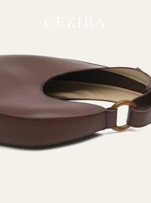 STEPHIECATHY Estilosa Bolsa De Hombro Asimétrica (hebilla Redonda Color Aleatorio) - Café integral - Ver 7