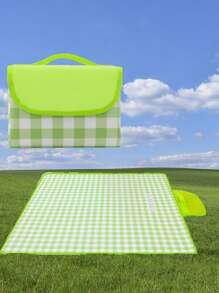 1pc Outdoor Leisure Lifestyle Oxford Cloth Picnic Mat With Waterproof Plaid Pattern, Foldable And Easy To Carry - Multicolor - View 4