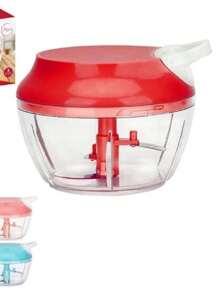 Mini Triturador Processador Manual - 3 Lâminas - Vermelho - Visão 2