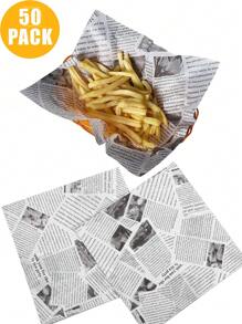 50Pcs Disposable Oil-Proof Wax Paper Waterproof Food Wrapping Burger Fries Bread Sandwich Paper Fast Food Baking Air Fryer Kitchen Air Fryer Liners Air Fryer Paper Airfryer Air Frier
