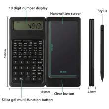 Foldable  Scientific Calculators 10 Digit LCD Display Desktop Calculators Comes with a 6 inch Writing Tablet for High School, College and Office Business Support Stylus Pen Erase Button Lock
