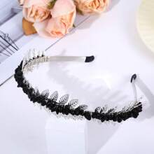 1pc Natural Crystal Golden/silver Leaf Design Headband For Diy, Wholesale Popular European And American Style Hair Accessories - Multicolor - View 17