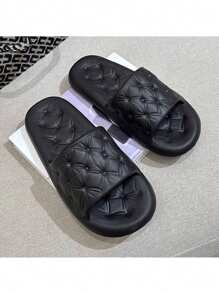 夏季男士室內拖鞋,防滑且隔音厚底浴室拖鞋 - 黑色 - 查看 8