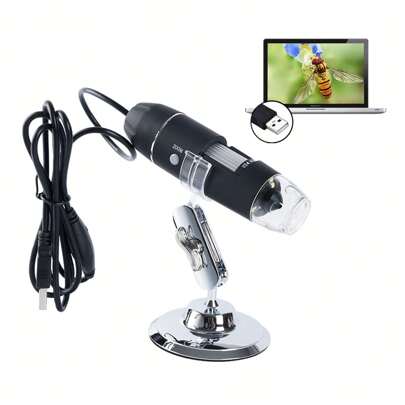 1600X Microscopio Digital USB de Mano Portátil,8 LED Cámara de Endoscopio de Aumento,Ajustable Microscopio Digital con Soporte de Metal,Puerto USB 2.0 Compatible con Computadoras Windows