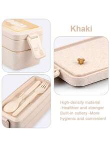 Tupper Lonchera 2 niveles Con Cubiertos - Beis - Ver 3