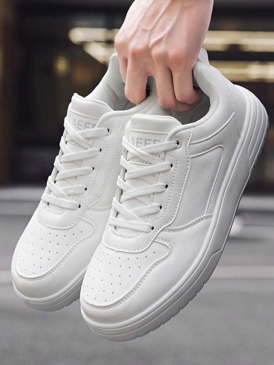 1雙女款柔軟皮革運動鞋,白色時尚透氣輕盈運動鞋 - 白色 - 查看 1