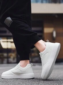 1雙女款柔軟皮革運動鞋,白色時尚透氣輕盈運動鞋 - 白色 - 查看 2