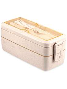 Tupper Lonchera 2 niveles Con Cubiertos - Beis - Ver 1