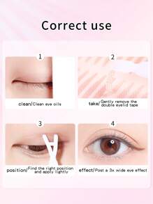 20pcs Double Row Single Side 120pcs Double Eyelid Stickers, Plain Color Invisible S-Shape Short Narrow Style, 16*2mm - Green - View 4