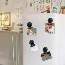 10pcs Stainless Steel Round Head Clips, Metal Refrigerator Magnet, Heavy Duty Magnetic Clamp, Detailed List Display Fasteners For Home And Kitchen Birthday - Black - View 5