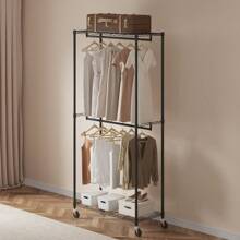 Heavy Duty Clothes Rack With 2 Rods And Side Hooks Rolling Clothing Garment Rack Max 400lbs Load Halloween Decorations Halloween Costumes Autumn Decor Festival Decor - 2 Rods 2 Tiers - View 8