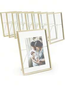 JUVALE 8 Pack Gold 5x7 Floating Glass Picture Frames For Tabletop, Pressed Flowers, Home Decor - Gold - View 1