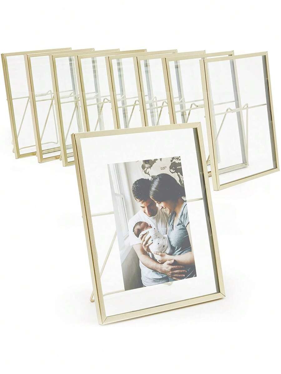 JUVALE 8 Pack Gold 5x7 Floating Glass Picture Frames For Tabletop, Pressed Flowers, Home Decor - Gold - View 1