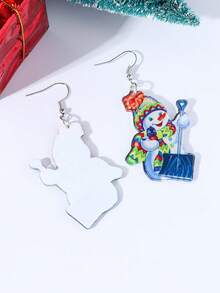 1對可愛創意亞克力卡通耳環,個性化時尚雪人耳飾適合女性日常佩戴、家庭或朋友的聖誕禮物 - 彩色 - 查看 2
