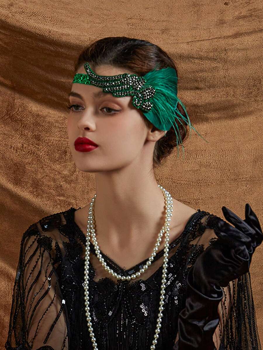 1920年代裝飾羽毛頭帶,燦爛20年代裝飾羽毛髮帶,經典大亨小傳派對配件