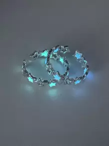 2pcs/Set Unisex Retro Luminous Tree Branch Design Rings, Assorted Colors