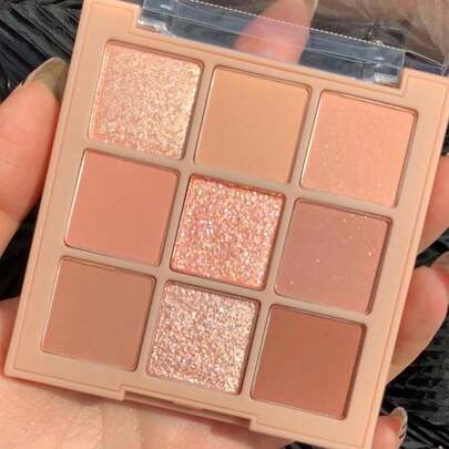 啞光珠光眼影盤,9色持久金屬亮絲啞光眼影盤彩妝眼影盤