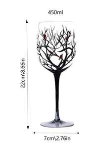 家居水晶玻璃彩繪杯,創意手繪四季植物玻璃酒杯,現代簡約風格(高腳杯) - 無色 - 查看 5