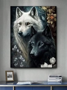 无框 1 件 30x40cm 或 40x50cm 狼情侣 DIY 钻石画全圆钻石十字绣套件钻石刺绣动物爱情画马赛克家居装饰 - 彩色 - 查看 4