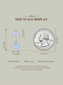 1入組極簡人工蛋白石diy吊墜藍色水滴珠串飾品,適用於女士珠寶手鍊、項鍊配件s925純銀首飾製作