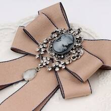 1pc Apricot Color Bowknot Design Rhinestone Decor Lady's Brooch, Great For Daily Wear And Party - Apricot - View 5